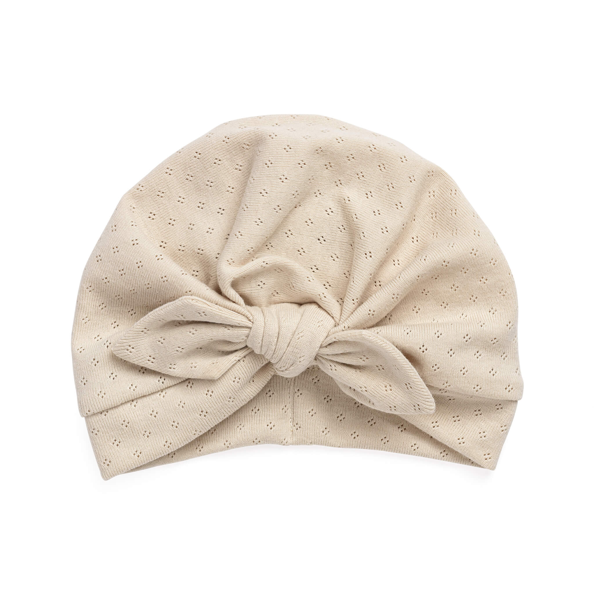 Turbanmütze - beige pointelle