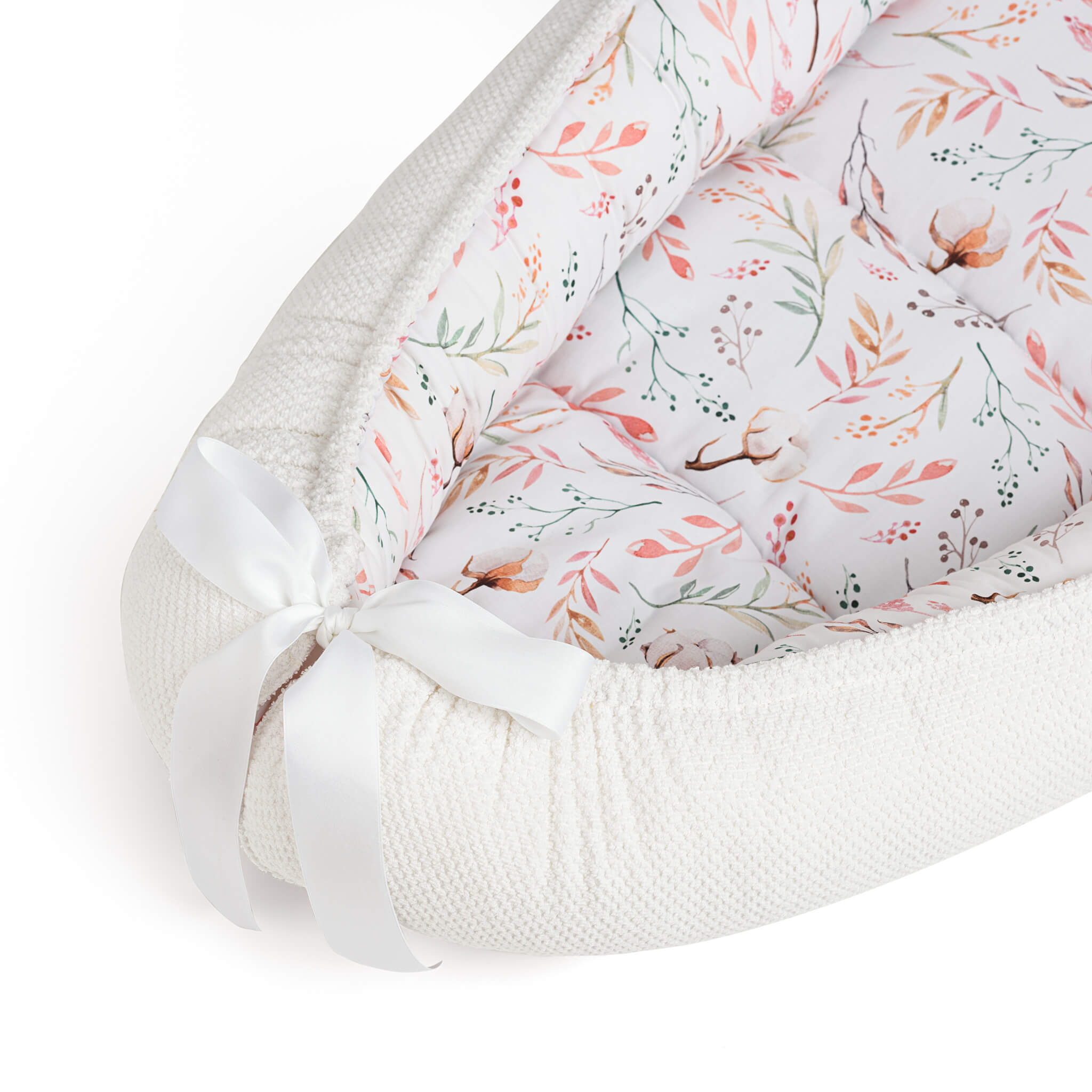 Babynest - Baumwolle Blüten weiß