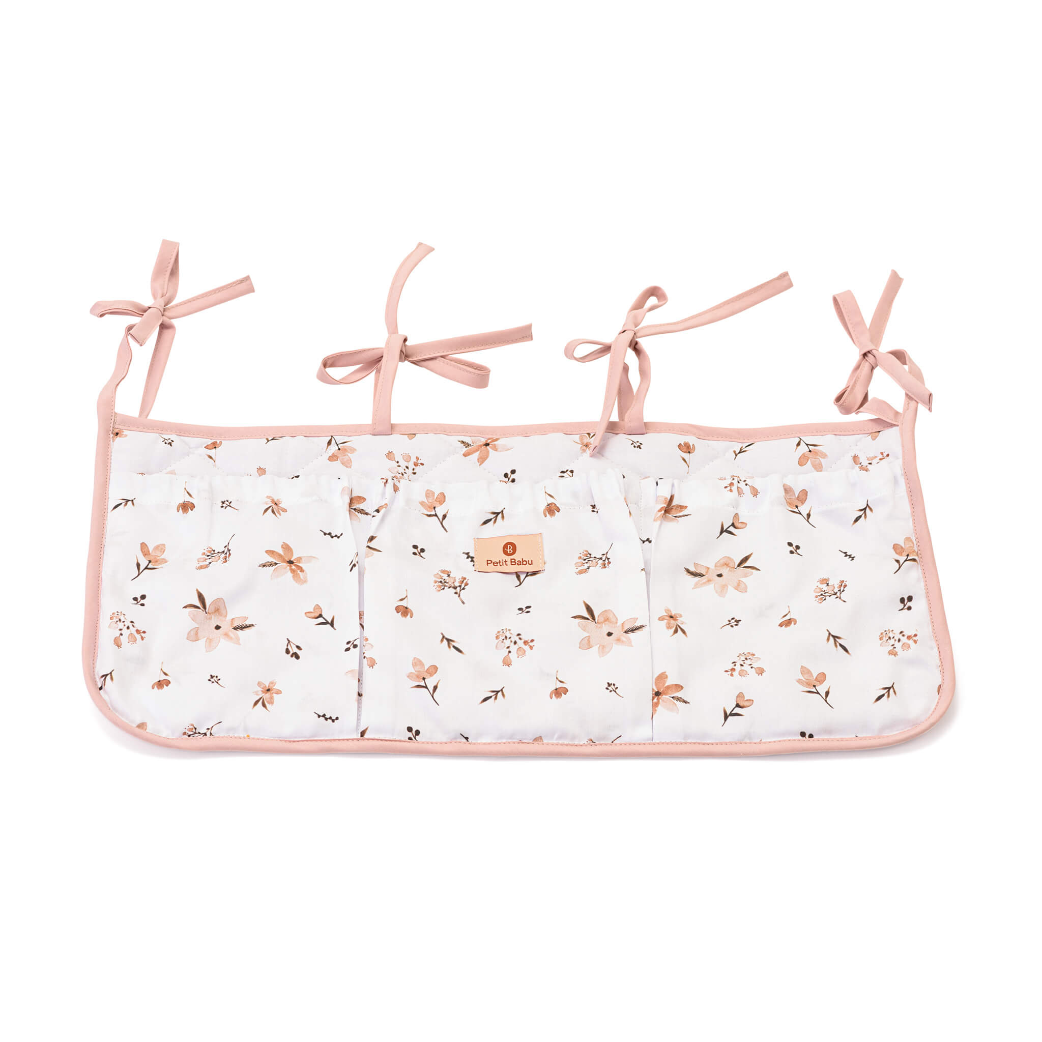 Betttasche - Braune Blumen