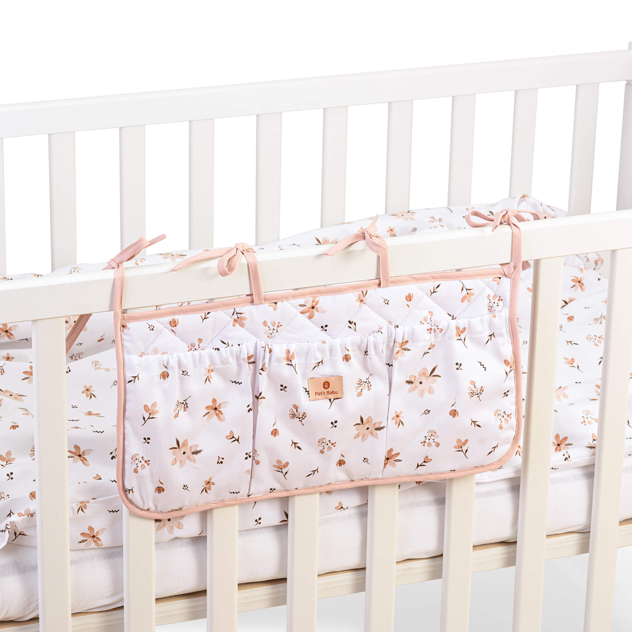 Betttasche - Braune Blumen