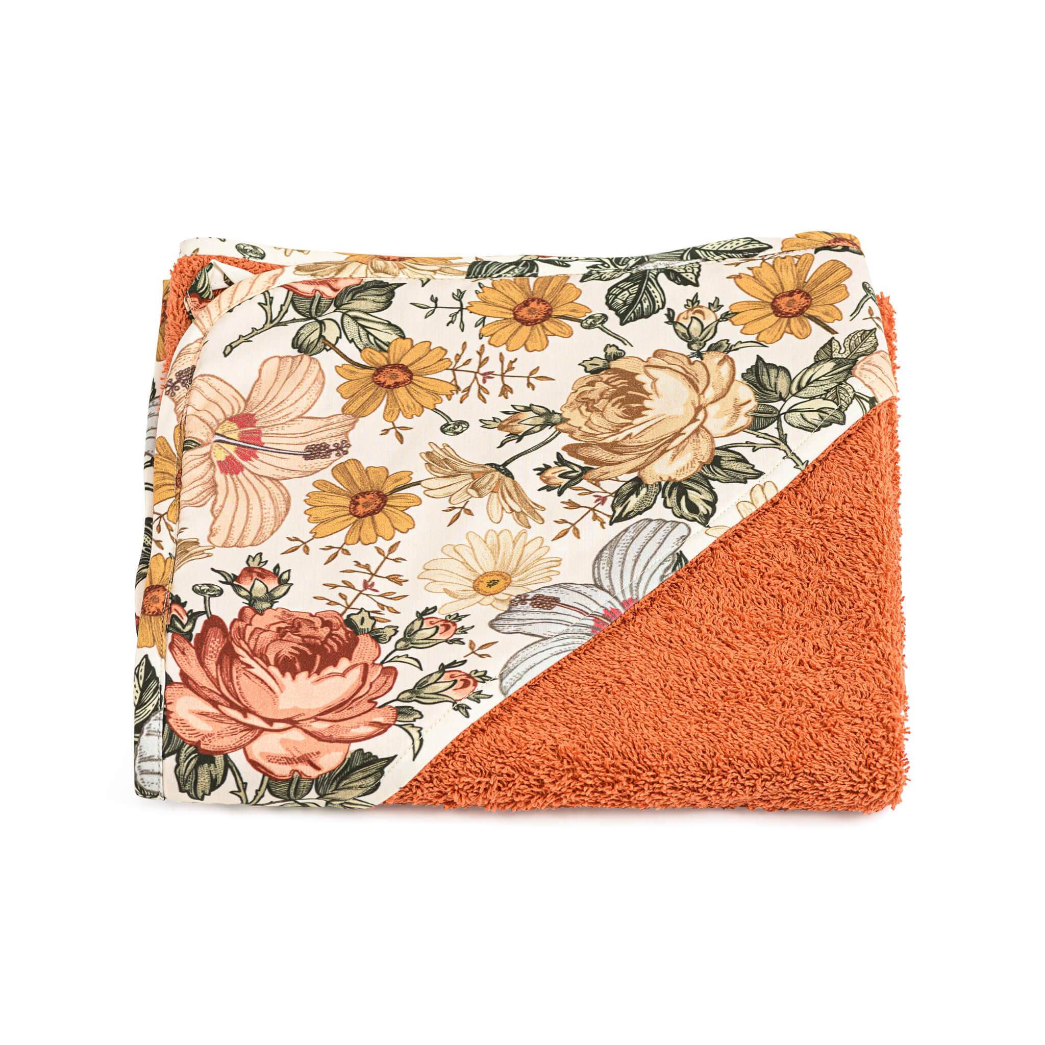 Kapuzenhandtuch 75x75 cm - Rot - Vintage Blumen
